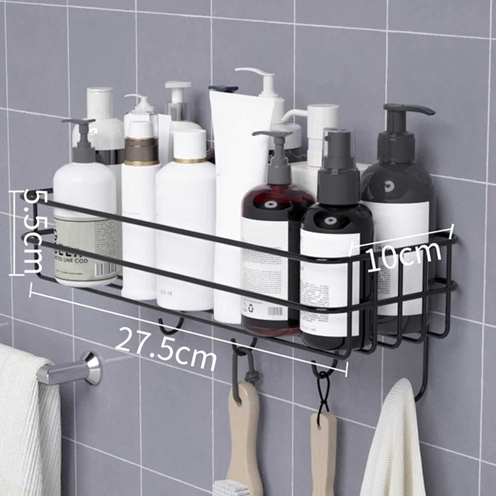 PIYUDAA Bathroom Shelf Adhesive Shower Caddy for Shampoo Holder Kitchen Rack Wall Holder Box Storage Basket With Hook Magic Sticker Shelf With 4 Hook 4