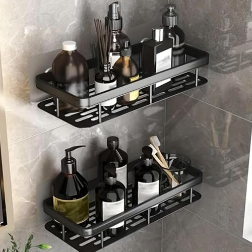 Image of Xmart India Bathroom Organiser Without Drill | Corner Shelf Rack | Self Adhesive Wall Mounted Storage Organizer for Bathroom & Kitchen | Organizer Storage Bathroom Shelve (2, Shelf)