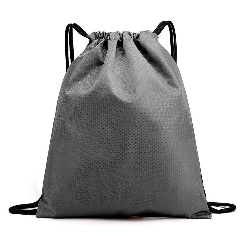 Image of Waterproof Drawstring Backpacks, Soccer-Texture Oxford Fabric, 16.9 inch x 13.8 inch,0.19 lb, Gym & Marathon Gear Sacks (1, Gray)