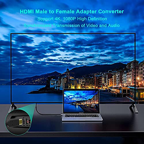 Image of FEDUS HDMI Male to Female Adapter, Connector, Jointer, Extension Cable Small, Coupler 4.5 Inch 10cm Pack of 1