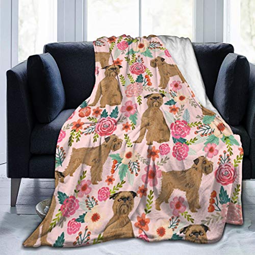 Dog Floral Blanket Super Soft Light Weight Cozy Warm Fluffy Plush Throw Blanket For Bed Couch Living Room 40X50 Inch #TOP2
