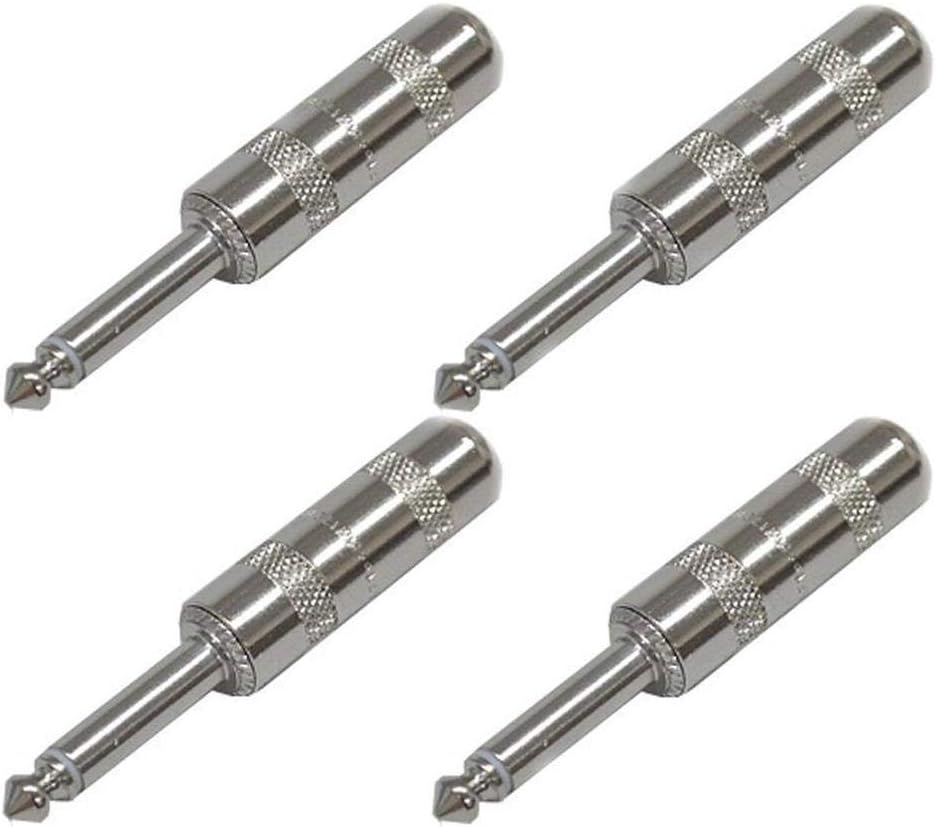 (4 Pack) Switchcraft 280 1/4 6.35 mm 2-Conductor Mono TS Phone Plug