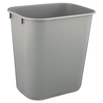 Rubbermaid 2955GRA Deskside Plastic Wastebasket, Rectangular, 3 1/2 gal, Gray