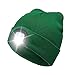 Bonnet LED rechargeable par USB avec 4 phares LED rechargeables intégrés, bonnet pour camping, barbecue, jogging - Vert - M