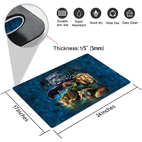 Ohtmtho 17 Inchx24 Inch Bathroom Rugs Non Slip Washable Bath Mat Small Door Floor Mat Printed With Jungle Animals Tiger Lion Leopard thumb #1