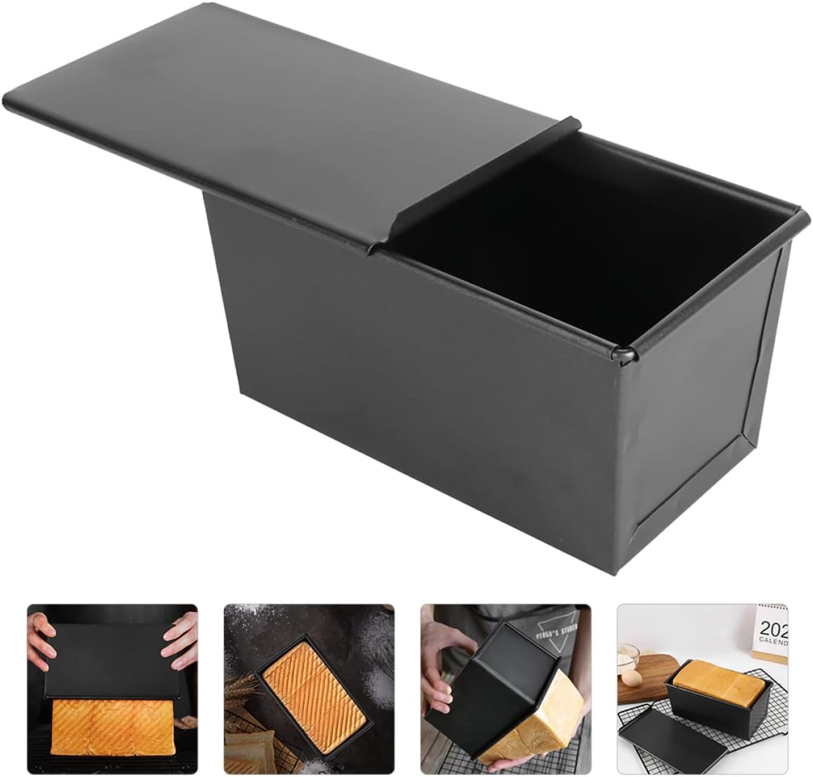 OUNONA Airtight Bread Boxes for Kitchen Counter Non-stick Loaf Pans Baking Supplies Toast Mold Quality Baking Tools