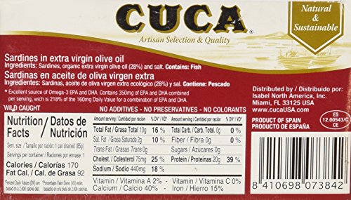"Cuca" Sardines (Sardinas) in Xtra Virgin Olive Oil 4.25oz(Canned) - Thumbnail 2