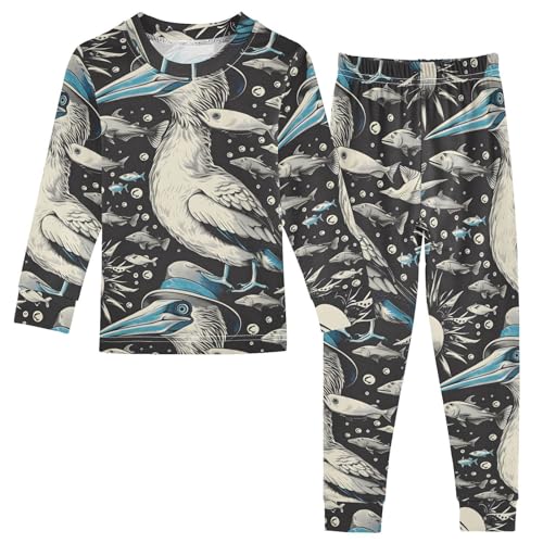 Pajama Sets Long Sleeve Blue Footed Booby Fish Soft Comfy Sleepwear 2 Piece PJS 3-8T