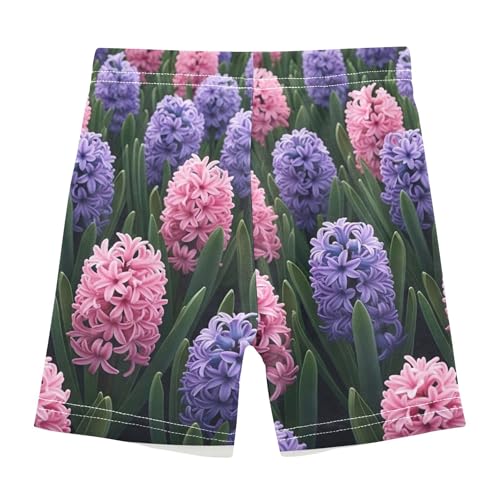 Joisal Field Blooming Hyacinth Flowers Pink Girls Biker Shorts Toddler 4t Under Shorts for Dresses Cotton Children2