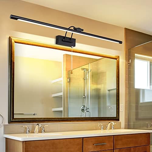 MantoLite LED Bathroom Vanity Light Fixture 8W Cabinet Picture Wall Lights, Indoor Lighting Wall Sconce with Ajustable Arm for Hotel Bedside 3000K Reading Lamp Display Lamps (IP44 Matte Nickel 40CM)