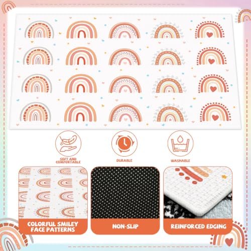 7.6x12 ft Large Boho Rainbow Classroom Rug Rainbow Heart Star Educational Area Mat Rainbows Play Carpet Back to School Learning Mat for Preschool Playroom Nursery Kindergarten(Boho) — 사진 3