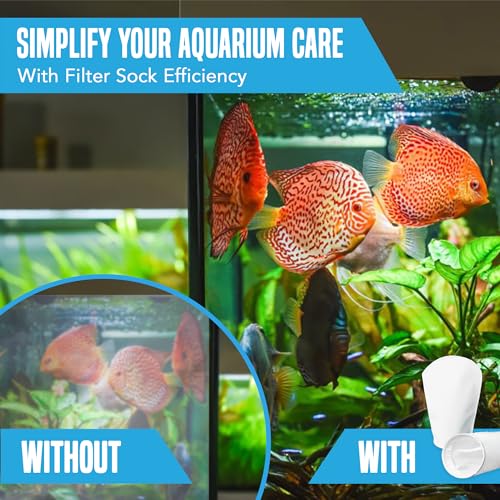 Image of JOR Filter Sock 200 Micron, Double Stitched Machine Washable and Reusable, Extends Life of Filter System, Good for the Planet, Improves Aquarium Pond Water for Energetic Fish, Clear Water, 2 Pack