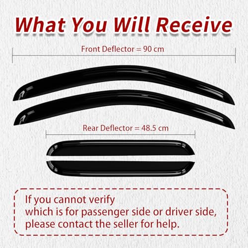 Dimflux Rain Guards for 2007-2013 Chevy Silverado GMC Sierra 1500 2500HD 3500HD Side Window Wind Deflector Visor Extended Double Cab Tape On Sun Shade Front Rear 4PC Set