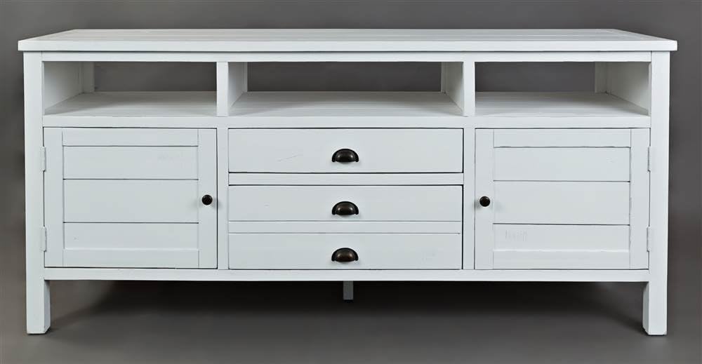 Jofran Artisan's Craft 70'' Farmhouse Media TV Stand Console, Lx19''Wx32''H, Weathered White