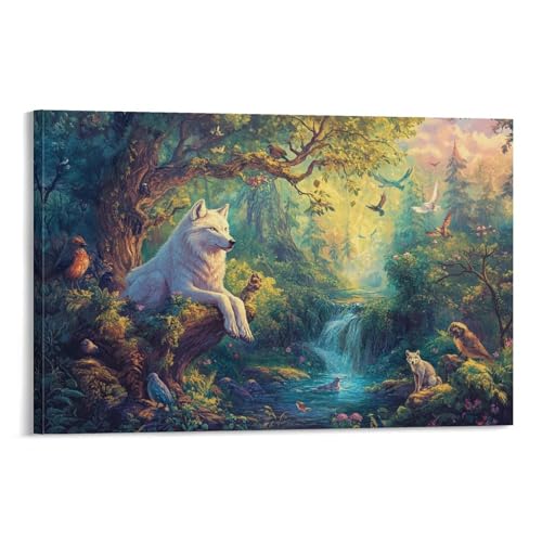 Œuvres d'art pour à domicile décoration moderne loup boho 30x45