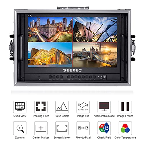 SEETEC ATEM156-CO Monitor LCD de 15,6 polegadas com transmissão ao vivo com 4 entradas HDMI e saída