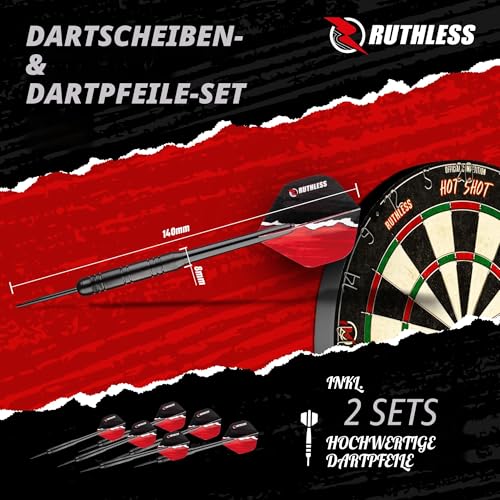 Ruthless Home Darts Centre | Komplettes Dart-Set für zu Hause einschließlich Schrank, Dartscheibe und 2 Dart-Sets (CAB518)