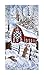 Timeless Treasures""Country Holiday Winter Barn Scenic Snow 23in Panel Fabric"