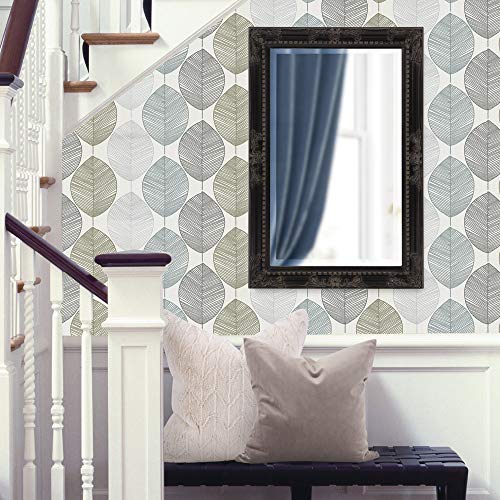 Image of Howard Elliott Collection Queen Ann Rectangular Antique Black Wall Mirror, Rectangle Hanging Wood Framed Vanity Mirrors for Home Decor, Living Room, Bathroom, Bedroom, or Hallway, 24 x 36 Inch