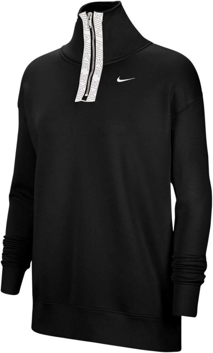 Nike Women's Therma 1/2-Zip Graphic Training Crew CU5710-011 Size M Black/White