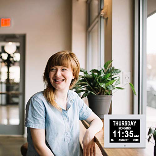 Ssini [2022 Newest 7 Inch Digital Day Date Time Clock With 8 Alarm Options,Auto Dimmable, Extra Large Non-Abbreviated Day&Month For Dementia Vision Impaired, Elderly, Memory Loss,Seniors #TOP4