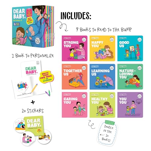 Image of DEAR BABY, MY DREAMS OF | Child's First Library & Prenatal Bonding Box Set | 9 Board Books + 1 DIY Keepsake Book with Stickers | Meaningful Gift for Pregnancy, Baby Shower or New Parents