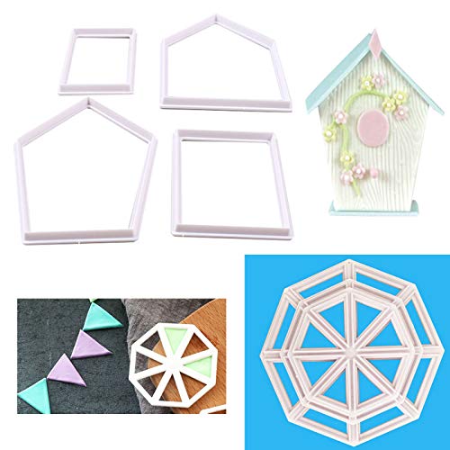 Danaraa Plastic Mini House Bamboo Fence Pennant Cookie Cutters Cakecup Decoration Fondant Molds Tools(8 Pieces) #TOP7