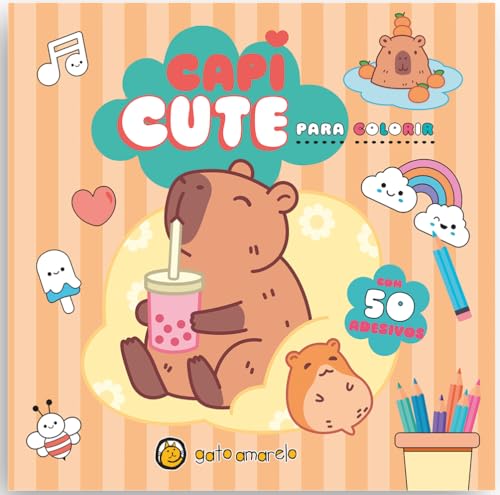 Capi Fun para colorir: capivara para colorir com 50 adesivos