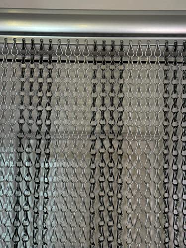 Grey & Silver Aluminium Chain Curtain Metal Door Curtain Insect Or Fly Screen Double Hook Silver - Extra Wide - 150cm x 210cm Matching Header - Image 2