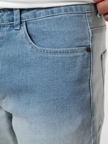 Image of Urbano Fashion Men's Straight Fit Heavy Washed Faded Denim Jeans Stretchable