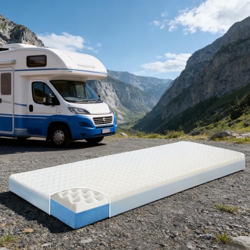 72" x 28" x 3" RV Bunk Mattress Replacement,High-Density Foam with White Cover, Pressure Relief Support,Medium Firm,Fits Trailers, Camper Vans and Other Furniture Application (Blue Egg Foam)