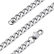 GOLDCHIC JEWELRY Flat Cuban Chain Necklace, 4mm Steel Curb Link Basic Chains with Gift Box