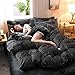 Produktbild Winter Thick Flanell Bettbezug, Solid Color Warm Coral Fleece Bettwäsche Paket Set Von Vier, Bettbezug + Bettwäsche + Pillowcase * 2 (Schwarz,220 x 240 cm)