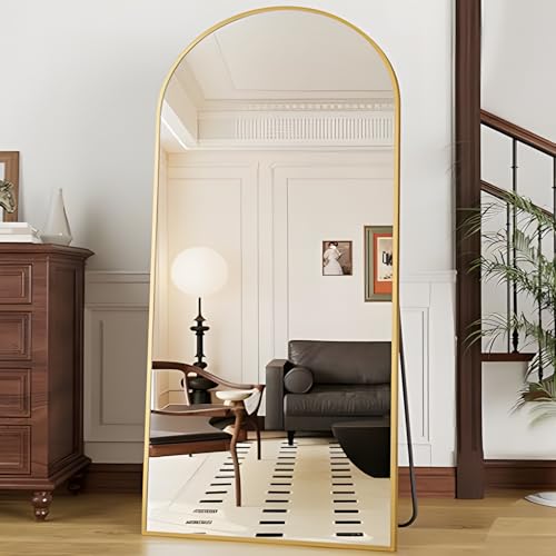 Image of OGCAU Arched Full Length Mirror 76 inchx34 inch Large Floor Full Body Mirror, Gold