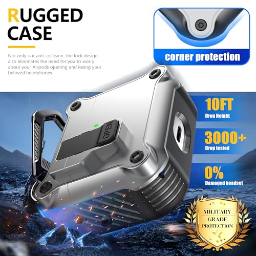 Image of RFUNGUANGO AirPods 3 Case with Lock Magnetic Lid, Silver
