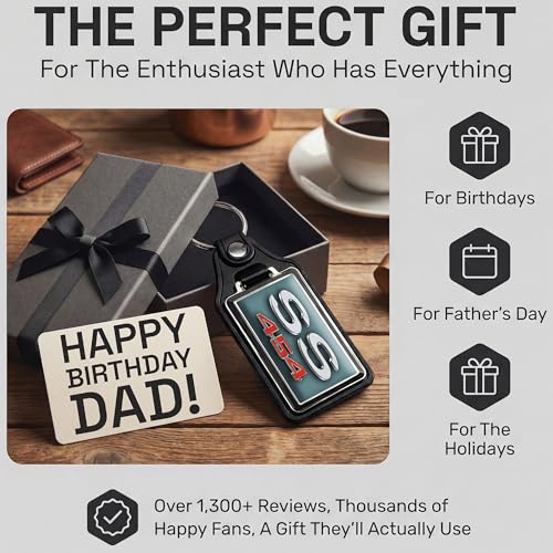 Image of Brotherhood 1970 Compatible with SS 454 Engine Misty Turquoise Emblem Design Key Chain Key Holder Key Ring For Men Heavy Duty Car Key Ring For Men and Women