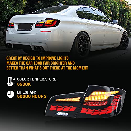 New Taillights For Bmw F10 Gts Tail Lights 2011-2017 5 Series F18 M5 Custom Accessories Led Sequential Turn Signals 550I Gt Xdrive Dragon Tail Light Assembly Dynamic Startup Retrofit Rear Lamp (Smoke) #TOP5