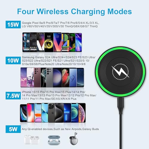 Pad de charge sans fil rapide 15W induction pour Google Pixel 9 Pro XL et Galaxy S24