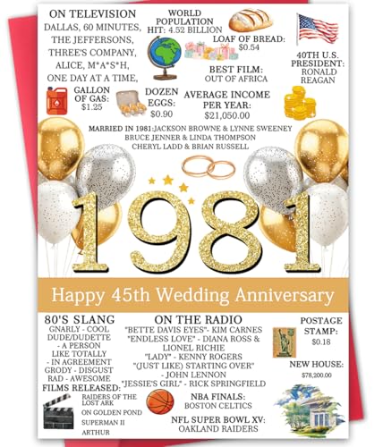 45th Anniversary Card for Men Women, Unique Gifts Idea for 45 Years Wedding Anniversary Day,Romantic 45th Card Ideas Gifts for Couple Husband Wife
