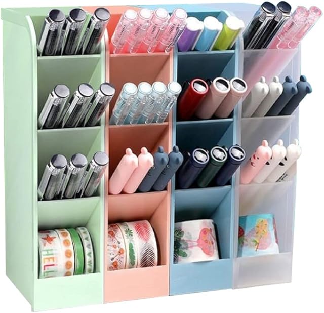 LYTIVAEGN 4 PCS Pen Holder Organizer Desk Organizer Pencil Holder Desk Organiser Pen Pot Desk Tidy Desktop Storage Desktop Stationary Organiser Pencil Holders for School Home Office (4 Colors)