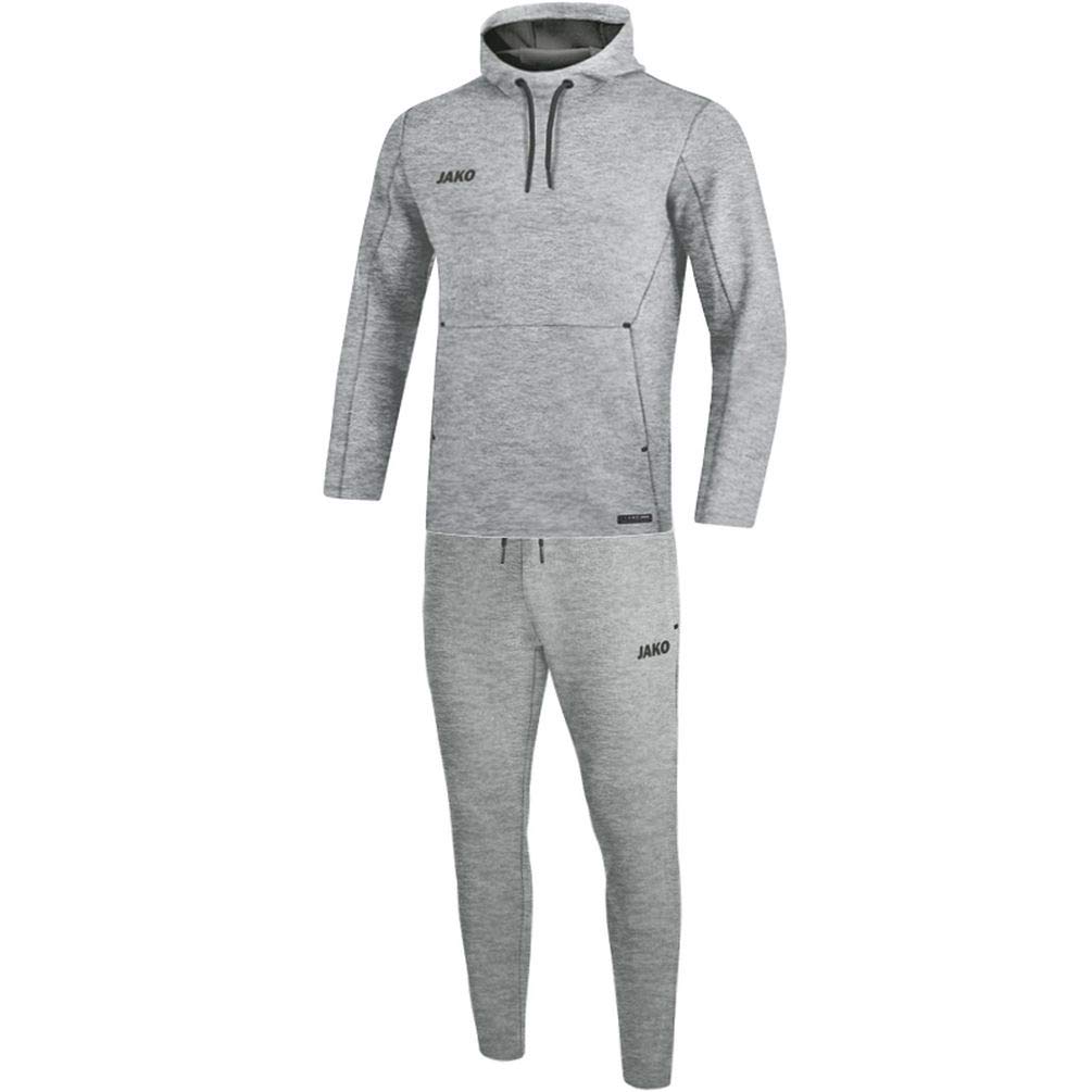 JAKO Premium Basics M9629 Men's Tracksuit with Hooded Sweatshirt, Grey Mottled, 4XL