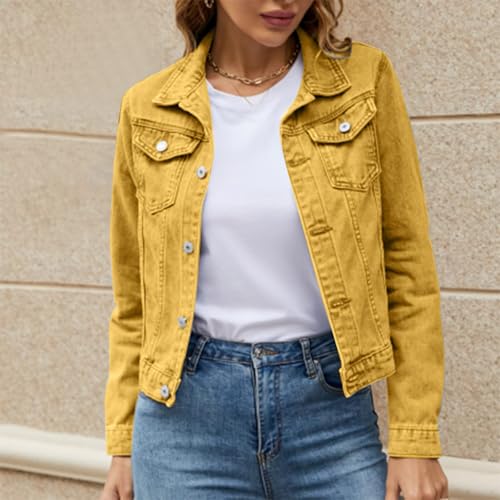 Denim Jacket for Women Oversized Long Sleeve Cropped Jean Jacket Lightweight Short Trucker Jean Jackets Denim Coat4