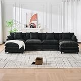 Eafurn 141' Oversized Modular Sectional Sofa with Movable Ottoman, 6 Seater Modern Chenille Reversible Sofa Set, Large Convertible U Shaped Couch for Living Room Apartment