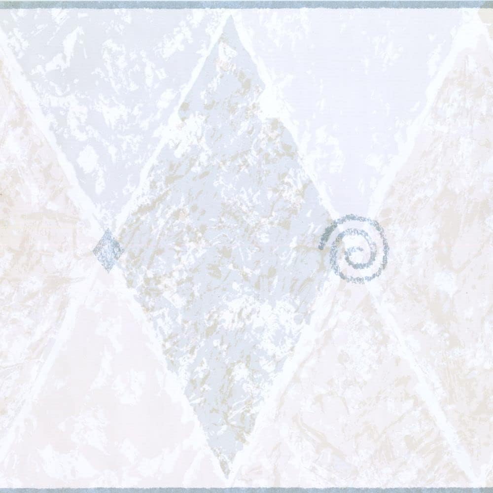 CONCORD WALLCOVERINGS ™ Wallpaper Border Abstract Pattern Faux Diamonds Swirls for Bathroom Powder Room Bedroom Living Room, Gray Beige, 15 Feet by 10.25 Inches NP1889B