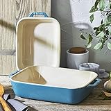 Staub Ceramic Rectangular Baking Dish Set, Casserole Dish, 2-Piece, Rustic Turquoise