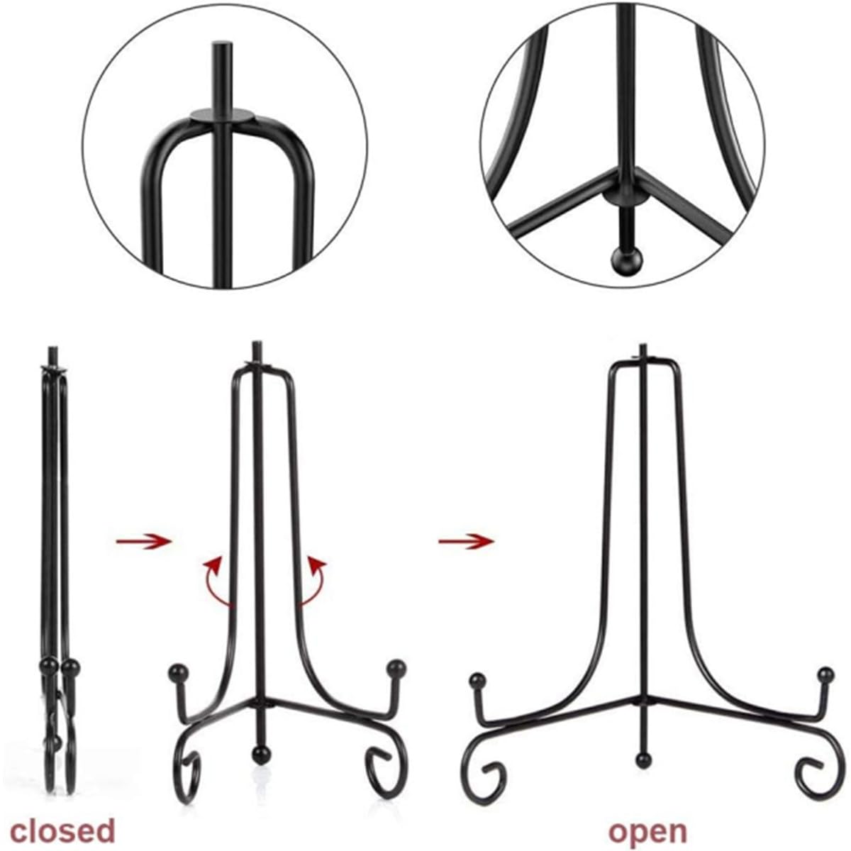 SHANQ Supporti Espositori In Metallo, Set Da 8 (4 Piccoli 7,6 Cm + 4 Grandi 40,6 Cm), Cavalletti Neri Per Piatti, Foto, Libri E Quadri