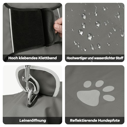 Hunde Regenjacke DQGHQME Haustier Hund Regenmantel mit Kapuze, Einstellbare Hunderegenmantel, Hundemantel Wasserdicht, Reflektierend Regencape Hund, Regenjacken für Klein Mittelgroße Groß Hunde, L