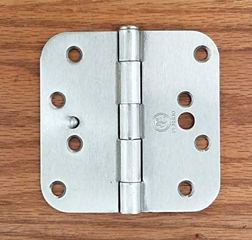 Security Door Hinges - Satin Nickel - 4 Inch With 5/8 Radius - Security Tab - 3 Pack #TOP1