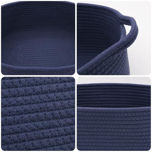 Image of Woven Basket with Gift Bags and Ribbons, 14 inchX 10 inch X 6 inch Storage Basket Blue | Gift Storage Organizer Basket Bin Shelf Shelves Cotton Rope Basket for Nursery, Pet Toys