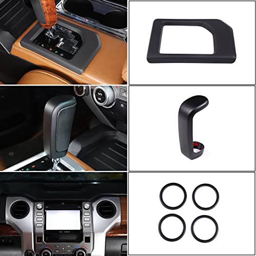 Llkuang For Toyota Tundra 2014-2021 Console Air Outlet Cover Gear Shift Panel Cup Frame Car Accessories Interior Cover Trims Abs Decoration Kit-10Pcs(Not Fit For Rhd)(Matte Black) #TOP2